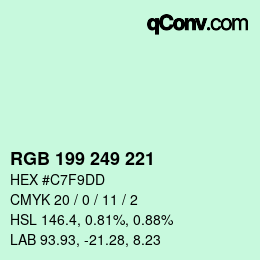 Color code: RGB 199 249 221 | qconv.com