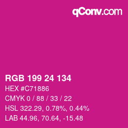 Color code: RGB 199 24 134 | qconv.com