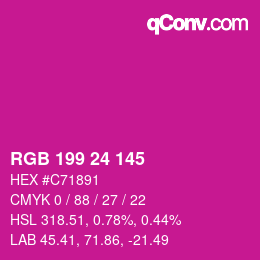 Color code: RGB 199 24 145 | qconv.com