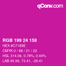 カラーコード: RGB 199 24 158 | qconv.com