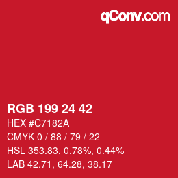 カラーコード: RGB 199 24 42 | qconv.com