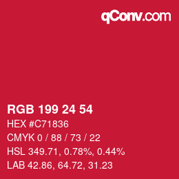 カラーコード: RGB 199 24 54 | qconv.com