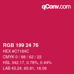 カラーコード: RGB 199 24 76 | qconv.com