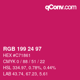 Color code: RGB 199 24 97 | qconv.com