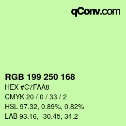 Color code: RGB 199 250 168 | qconv.com