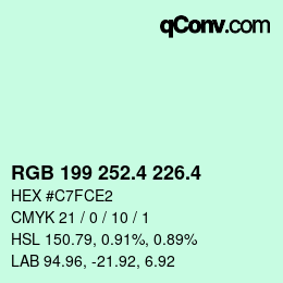 カラーコード: RGB 199 252.4 226.4 | qconv.com