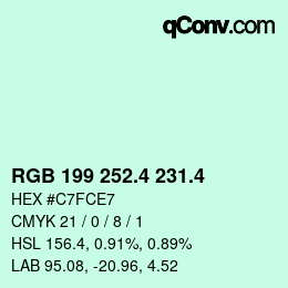 カラーコード: RGB 199 252.4 231.4 | qconv.com