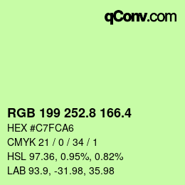 カラーコード: RGB 199 252.8 166.4 | qconv.com
