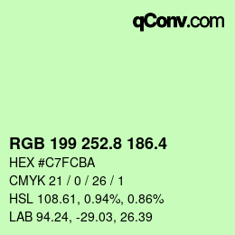 カラーコード: RGB 199 252.8 186.4 | qconv.com
