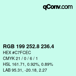 カラーコード: RGB 199 252.8 236.4 | qconv.com