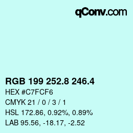 カラーコード: RGB 199 252.8 246.4 | qconv.com