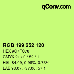 カラーコード: RGB 199 252 120 | qconv.com