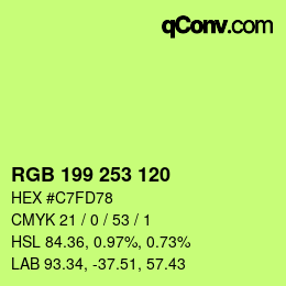 カラーコード: RGB 199 253 120 | qconv.com