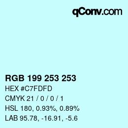 Color code: RGB 199 253 253 | qconv.com