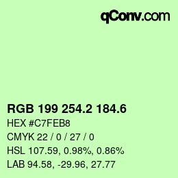 カラーコード: RGB 199 254.2 184.6 | qconv.com