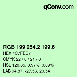 カラーコード: RGB 199 254.2 199.6 | qconv.com