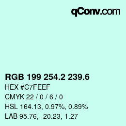 カラーコード: RGB 199 254.2 239.6 | qconv.com