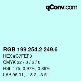 カラーコード: RGB 199 254.2 249.6 | qconv.com
