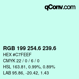 カラーコード: RGB 199 254.6 239.6 | qconv.com