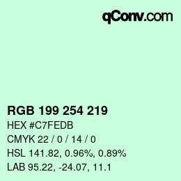 Farbcode: RGB 199 254 219 | qconv.com