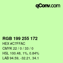 Color code: RGB 199 255 172 | qconv.com