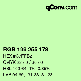 Color code: RGB 199 255 178 | qconv.com