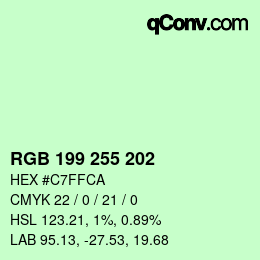 颜色代码: RGB 199 255 202 | qconv.com