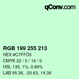 Color code: RGB 199 255 213 | qconv.com