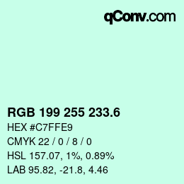 カラーコード: RGB 199 255 233.6 | qconv.com