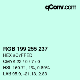 Color code: RGB 199 255 237 | qconv.com