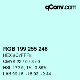 Color code: RGB 199 255 248 | qconv.com