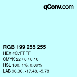 Color code: RGB 199 255 255 | qconv.com