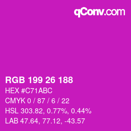 Color code: RGB 199 26 188 | qconv.com