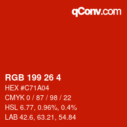 Color code: RGB 199 26 4 | qconv.com