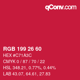 颜色代码: RGB 199 26 60 | qconv.com