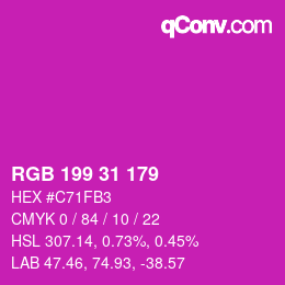 Color code: RGB 199 31 179 | qconv.com