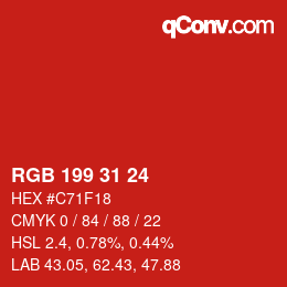 Color code: RGB 199 31 24 | qconv.com