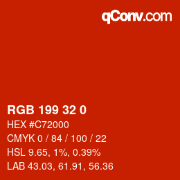 カラーコード: RGB 199 32 0 | qconv.com