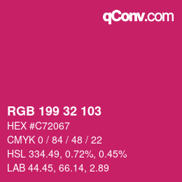 Color code: RGB 199 32 103 | qconv.com