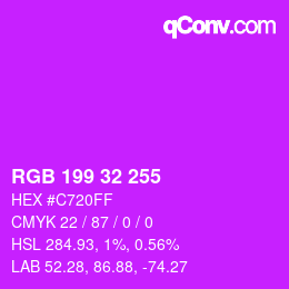 Color code: RGB 199 32 255 | qconv.com