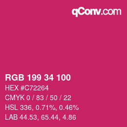 Color code: RGB 199 34 100 | qconv.com