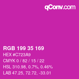 カラーコード: RGB 199 35 169 | qconv.com