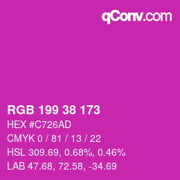カラーコード: RGB 199 38 173 | qconv.com