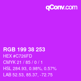 Color code: RGB 199 38 253 | qconv.com