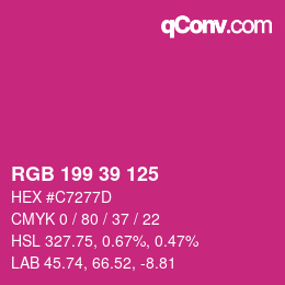 Color code: RGB 199 39 125 | qconv.com