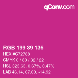 カラーコード: RGB 199 39 136 | qconv.com