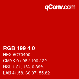 Color code: RGB 199 4 0 | qconv.com