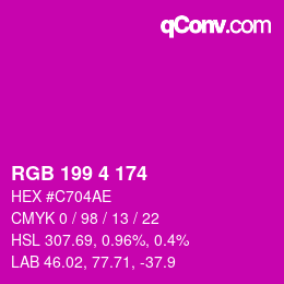 Color code: RGB 199 4 174 | qconv.com
