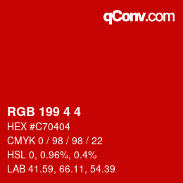 Color code: RGB 199 4 4 | qconv.com