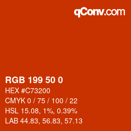 Color code: RGB 199 50 0 | qconv.com